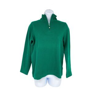 Talbots Sweater Women’s Size‎ Petite P Quarter Zip Long Sleeve Green